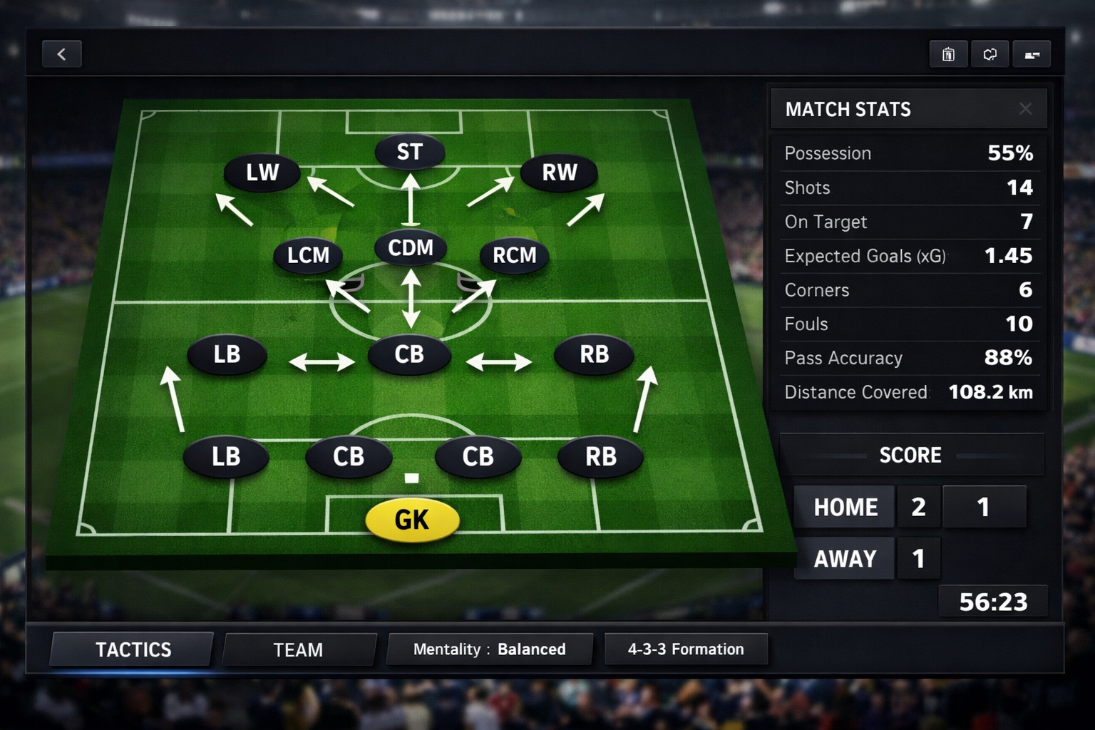 Football Manager taktik ekrani